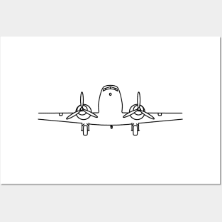 Classic Douglas DC-3 aircraft black outline graphic Posters and Art